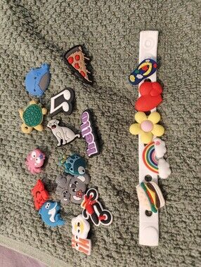 Kids White Charm Bracelet with Colorful Decorative Shoe Charms and wrist band